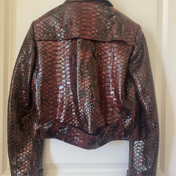 Burberry Prorsum Oxblood Python Print Leather Jacket - Picture 2 of 11